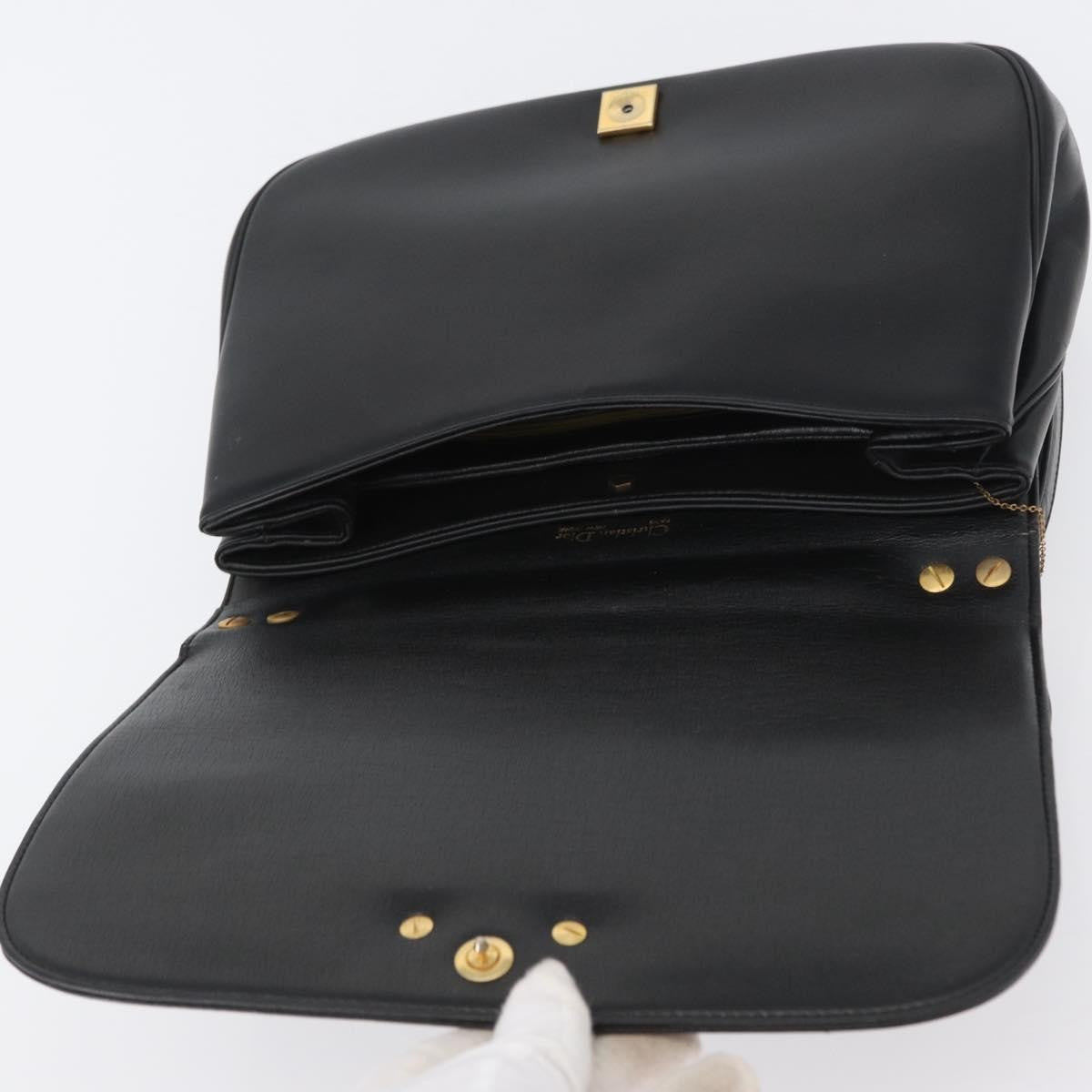Christian Dior Vintage CD Logo Leather, Black, Leather, Shoulder Bag