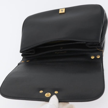 Christian Dior Vintage CD Logo Leather, Black, Leather, Shoulder Bag