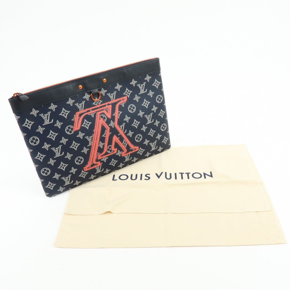 Louis Vuitton Pochette Apollo Limited Edition Upside Down Monogram Ink, Navy, Canvas, Clutch