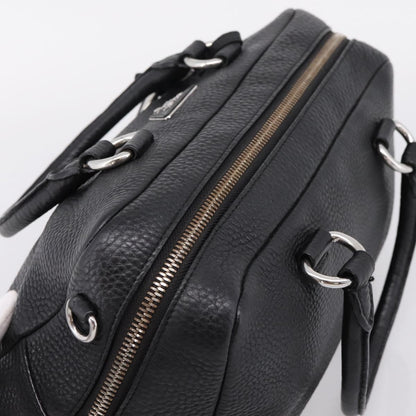 Prada Convertible Zip Satchel Vitello Daino, Black, Leather, Handbag