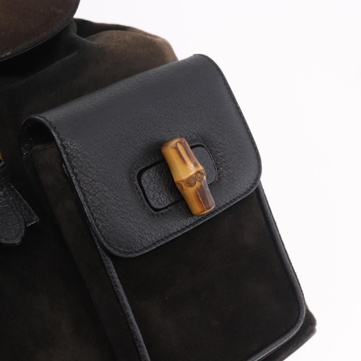 Gucci Vintage Bamboo Suede, Brown, Suede, Backpack