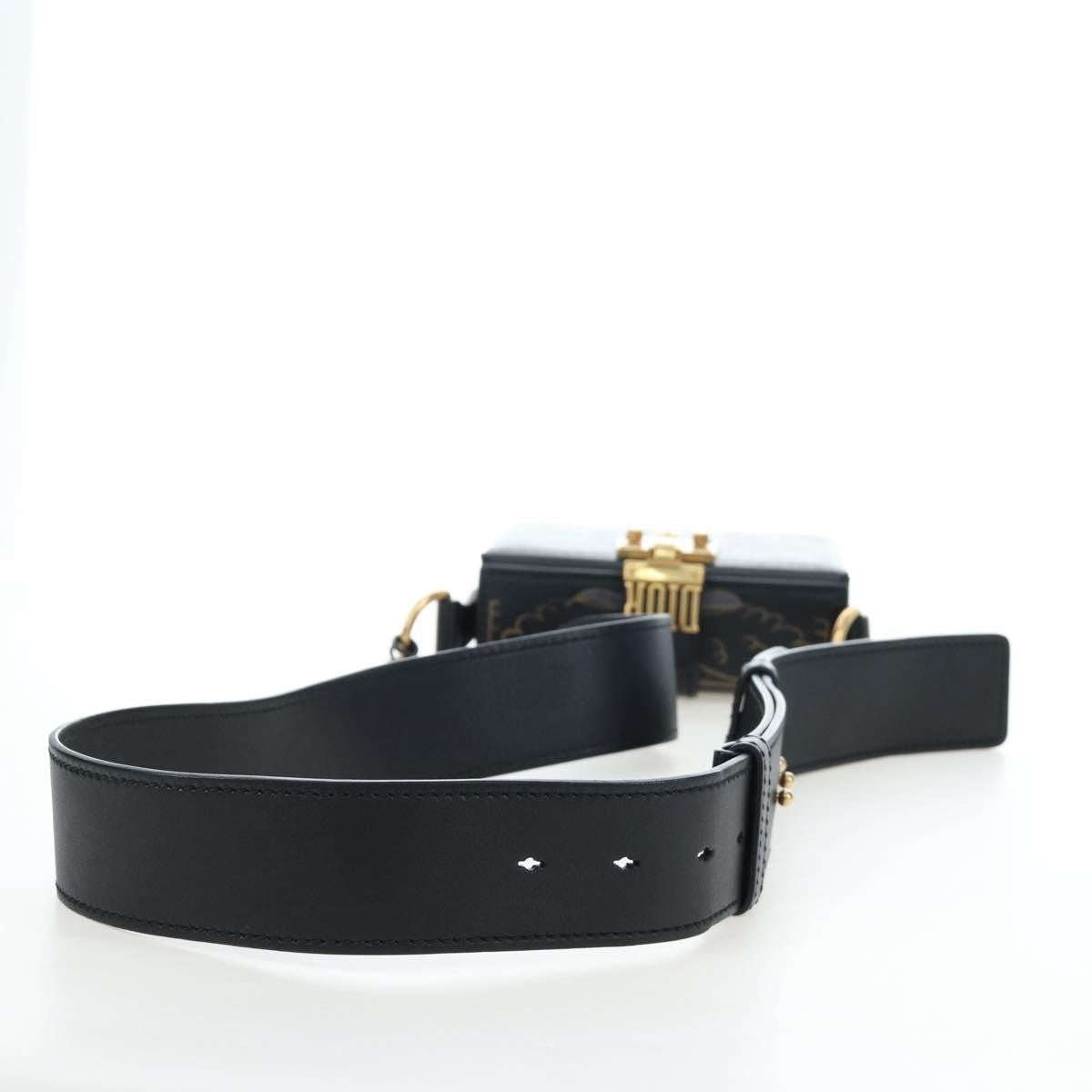 Christian Dior Dioraddict Lockbox Printed Leather, Black, Leather, Shoulder Bag
