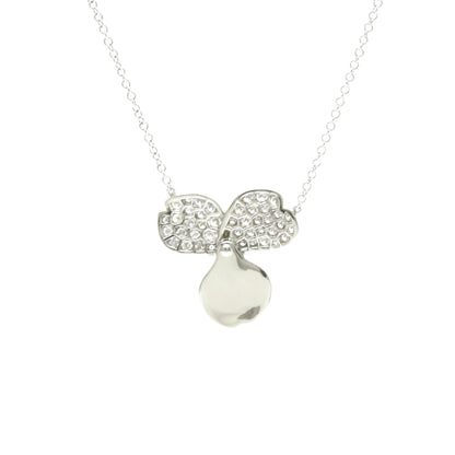 Tiffany & Co. Paper Flowers Pendant Platinum with Pave Diamonds, Silver, Platinum, Necklace