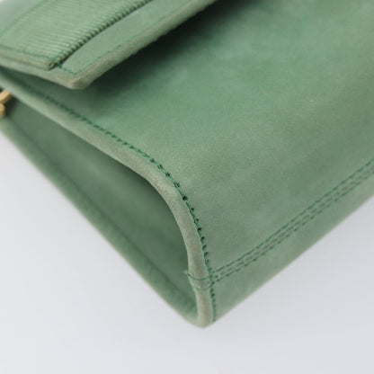 Salvatore Ferragamo Vala Chain Suede, Green, Suede, Shoulder Bag