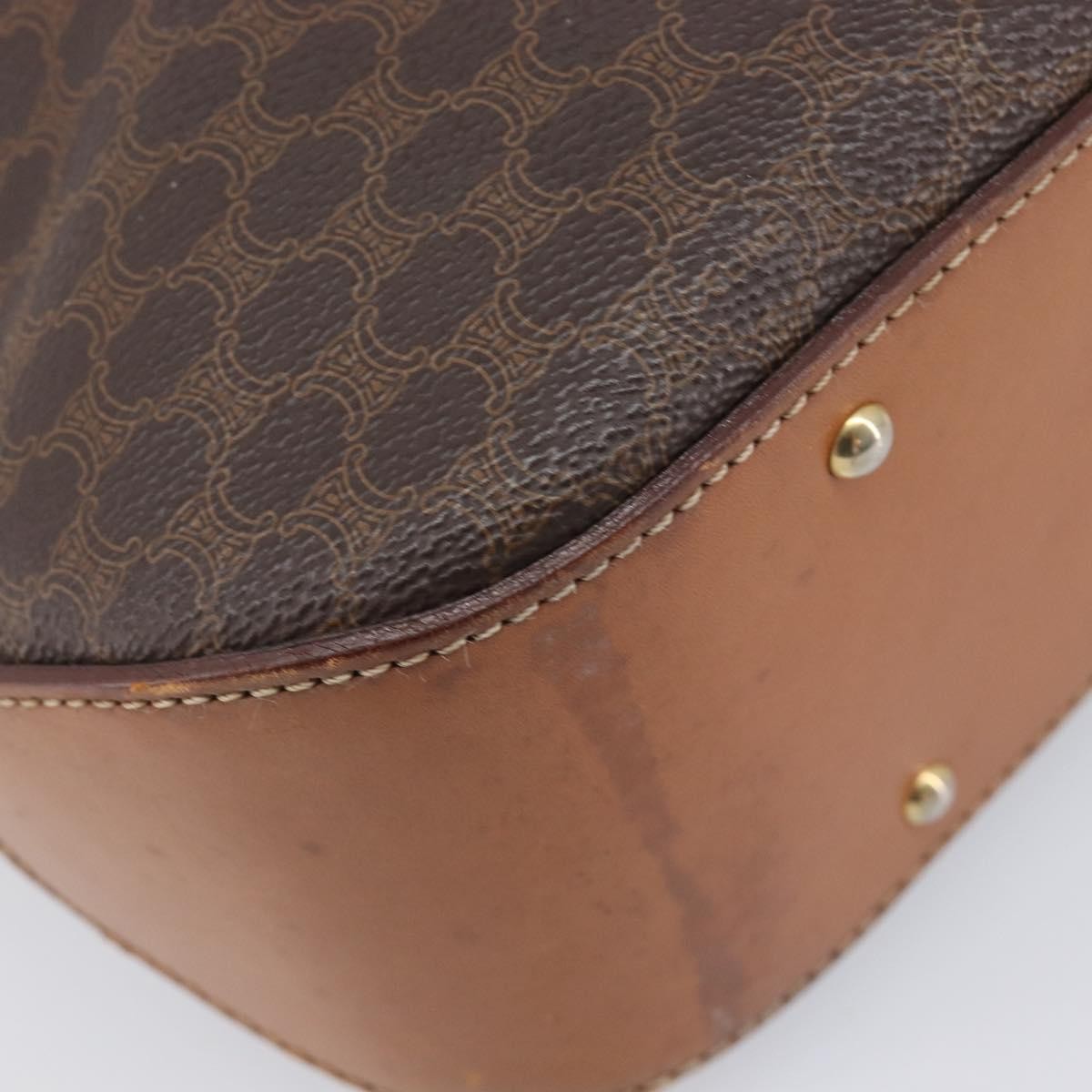 Celine Macadam Shoulder Leather, Brown, Canvas, Crossbody Bag
