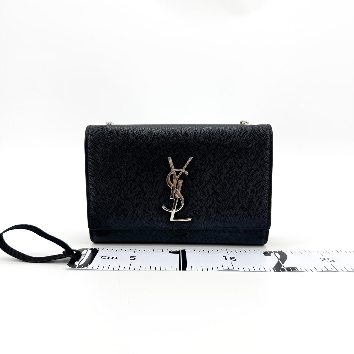 Saint Laurent Classic Monogram Grainy Leather, Black, Leather, Crossbody Bag
