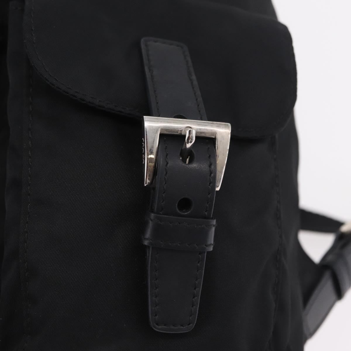 Prada Double Pocket Backpack Chain Re-Nylon, Black, Nylon, Shoulder Bag