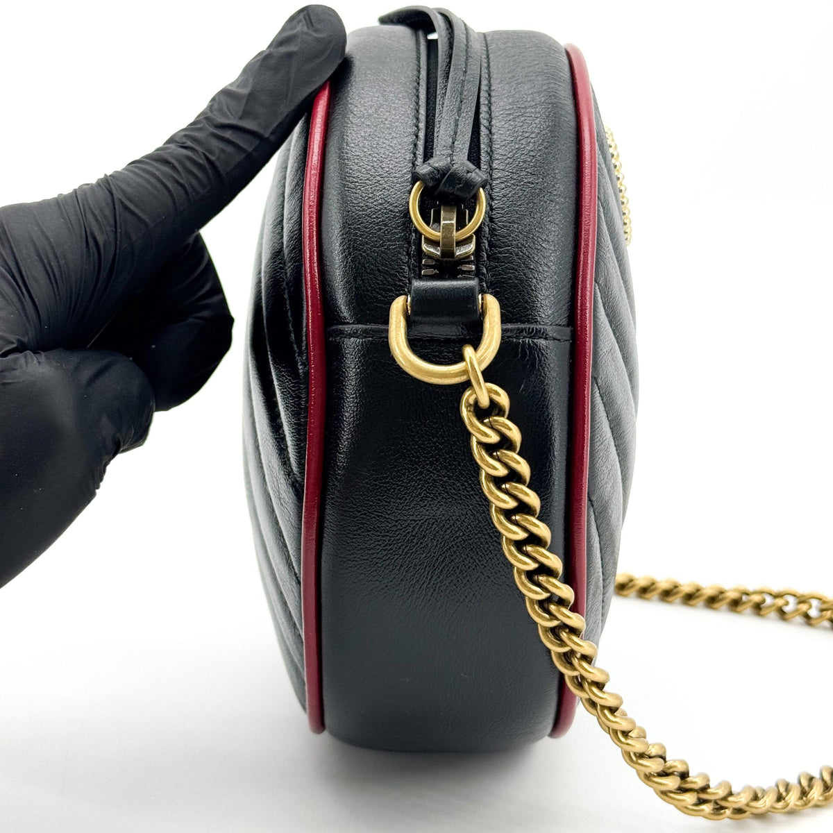 Gucci GG Marmont Round Matelasse Leather, Black, Leather, Shoulder Bag