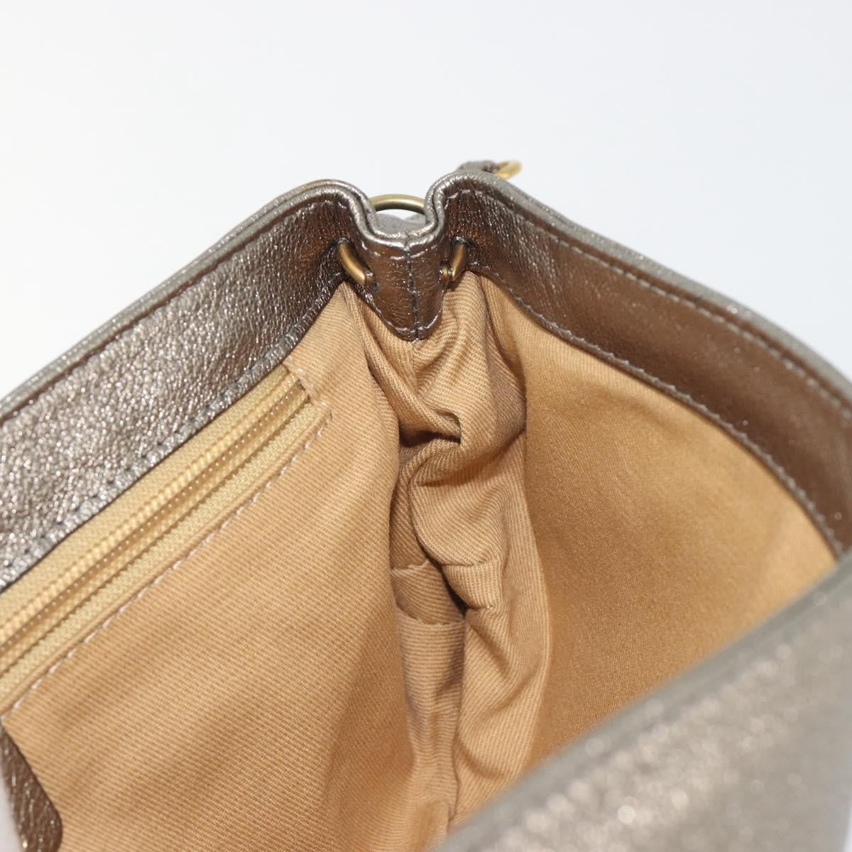 Salvatore Ferragamo Gancini Leather, Silver, Leather, Shoulder Bag