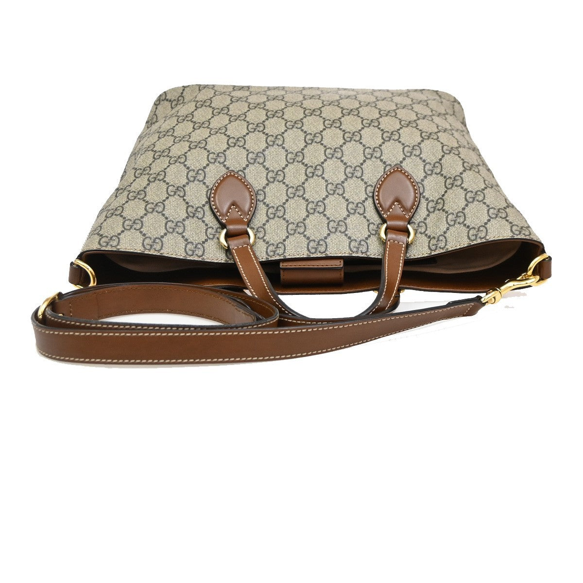 Gucci Convertible Soft GG Coated Canvas with Leather, Brown, Canvas, Tote Bag