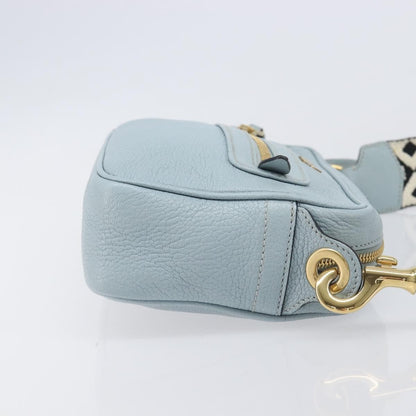 Miu Miu Madras Zip Pocket Leather, Blue, Leather, Crossbody Bag