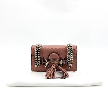 Gucci Emily Chain Flap Guccissima Leather, Pink, Leather, Shoulder Bag