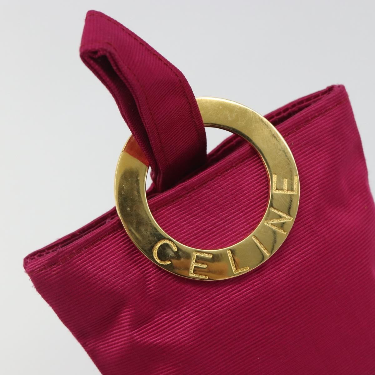 Celine Circle Logo Pouch Nylon, Pink, Nylon, Clutch