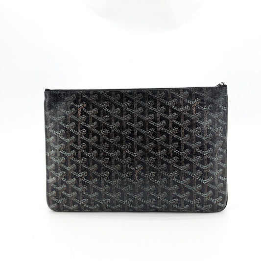 Goyard Senat Zip Coated Canvas, Black, Canvas, Clutch