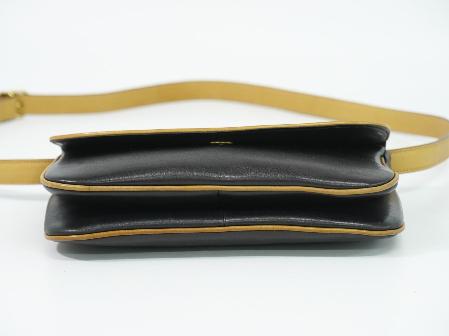 Celine Vintage Flap Leather, Black, Leather, Shoulder Bag