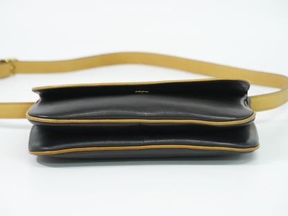 Celine Vintage Flap Leather, Black, Leather, Shoulder Bag