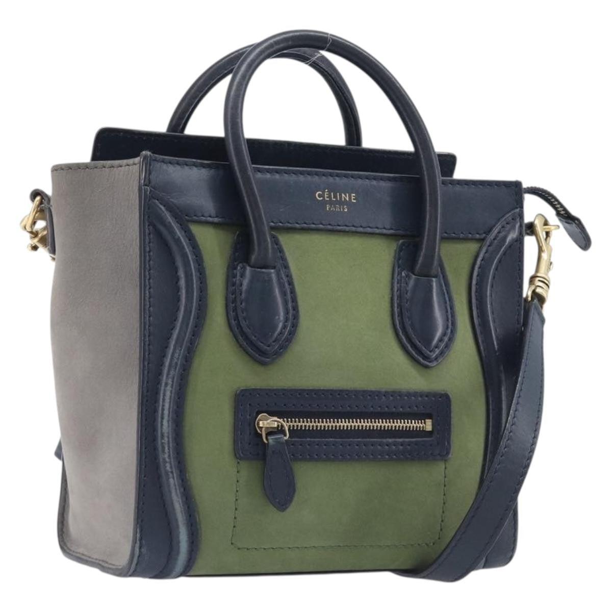 Celine Luggage Smooth Leather, Navy, Leather, Handbag