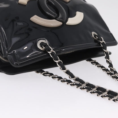 Chanel Lipstick Open Patent Vinyl, Black, Patent Leather, Tote Bag