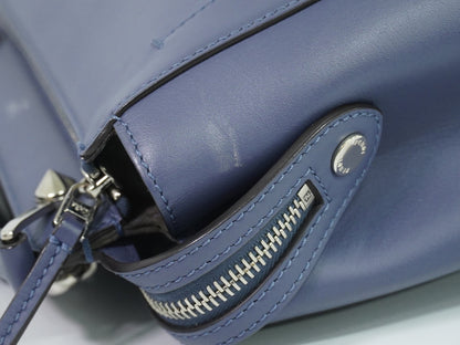 Fendi DotCom Convertible Satchel Leather, Blue, Leather, Handbag
