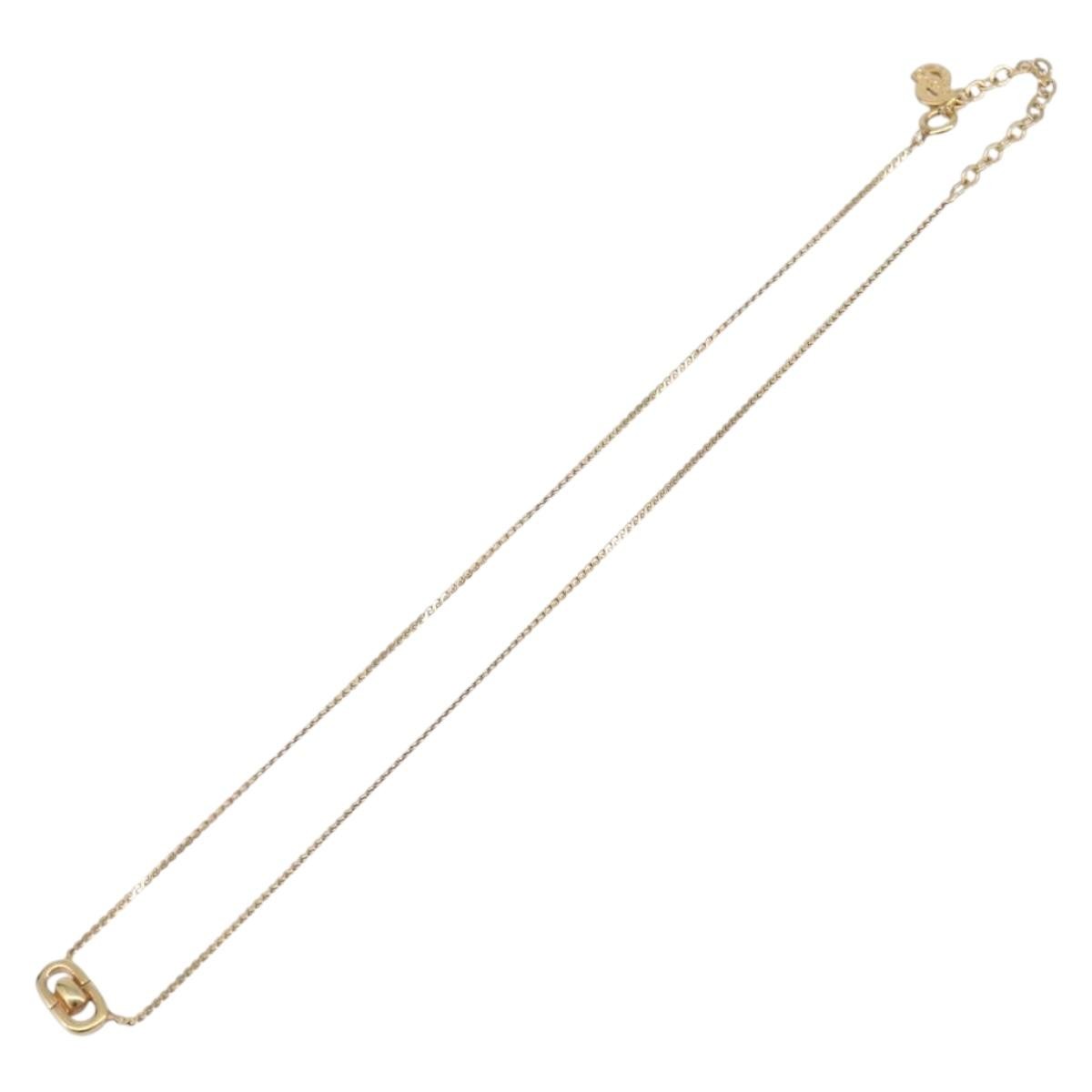 Christian Dior CD Oval Pendant Necklace Metal, Gold, Metal, Necklace