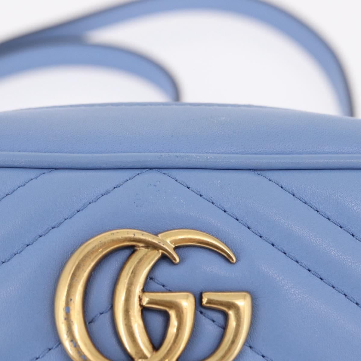 Gucci GG Marmont Matelasse Patent, Blue, Leather, Shoulder Bag