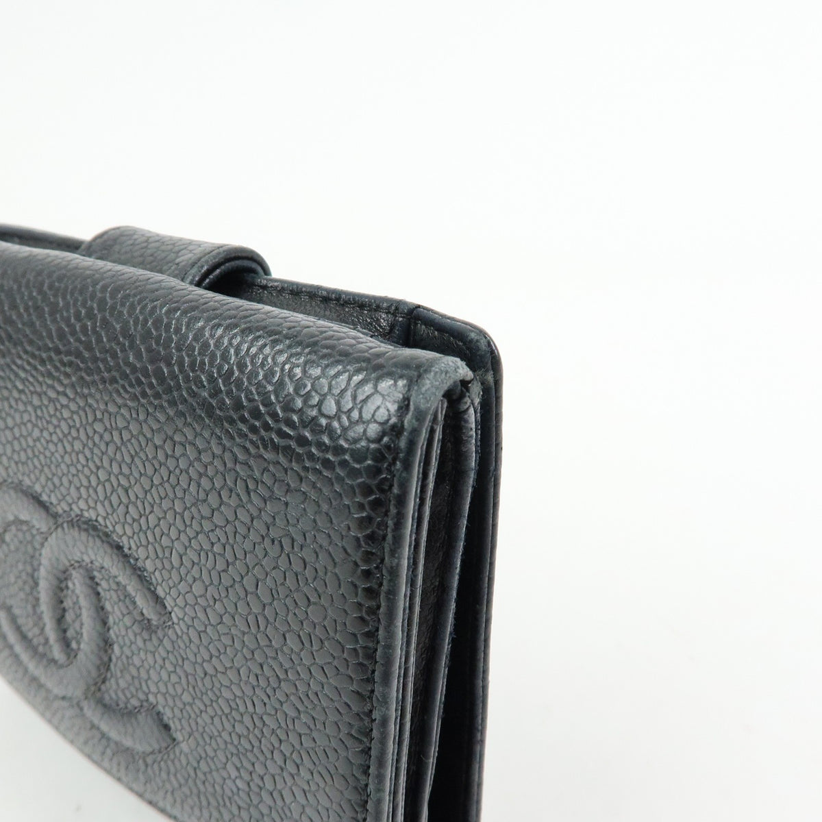 Chanel Vintage Timeless Bifold Caviar, Black, Leather, Wallet