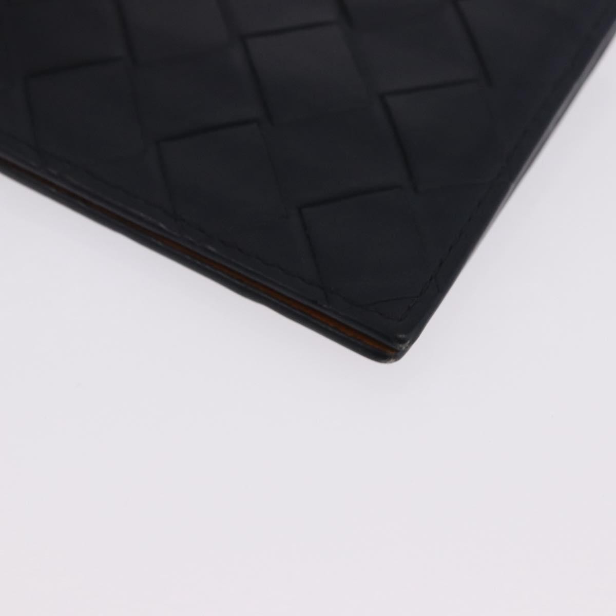 Bottega Veneta Bifold Card Holder Intercciato Leather, Navy, Leather, Card Holder