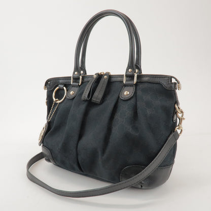 Gucci Sukey Top Handle Satchel GG Canvas with Leather, Black, Canvas, Handbag