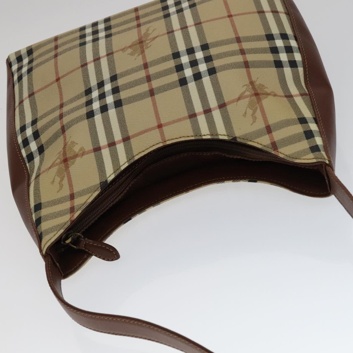 Burberry Shoulder Haymarket Coated Canvas, Beige, PVC, Shoulder bag