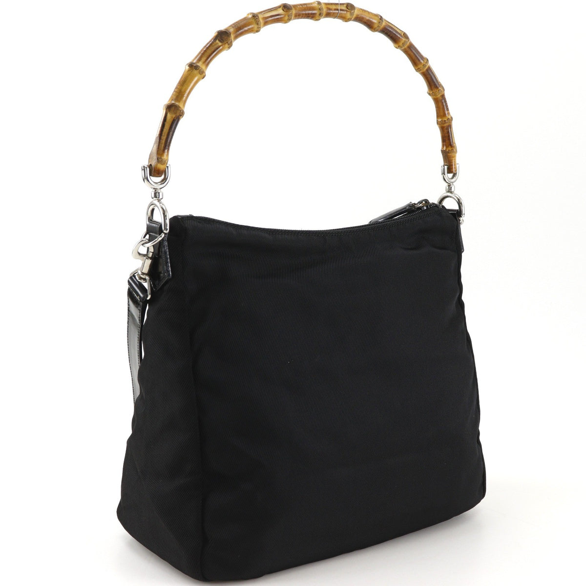 Gucci Sherry bamboo Nylon, Black, Nylon, Shoulder Bag