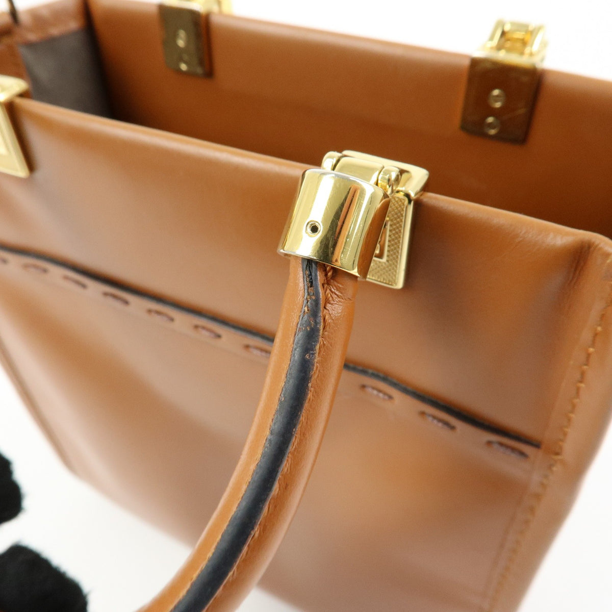 Fendi Sunshine Shopper Leather, Brown, Leather, Tote Bag