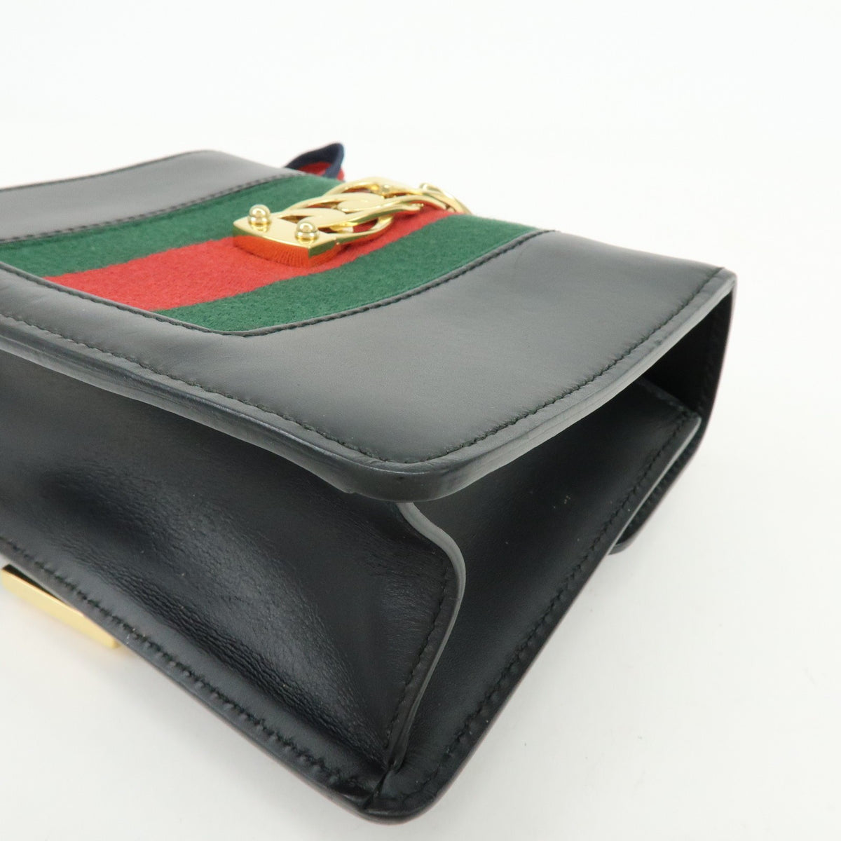 Gucci Sylvie Leather, Black, Leather, Shoulder Bag