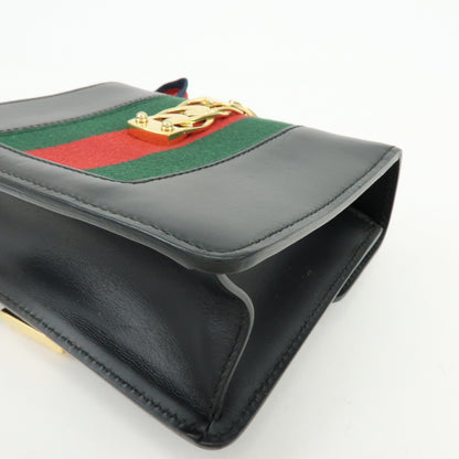 Gucci Sylvie Leather, Black, Leather, Shoulder Bag