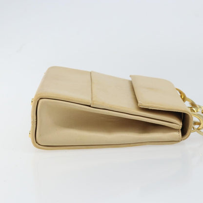 Salvatore Ferragamo Vintage Chain Leather, Beige, Leather, Handbag