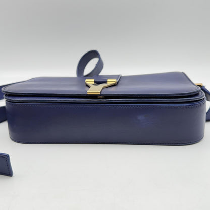 Saint Laurent Chyc Clutch Leather, Blue, Leather, Clutch