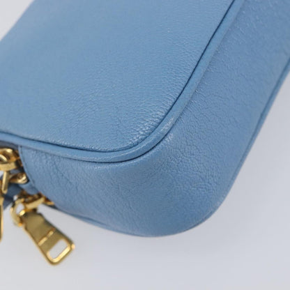 Miu Miu Double Zip Pochette Leather, Blue, Leather, Clutch