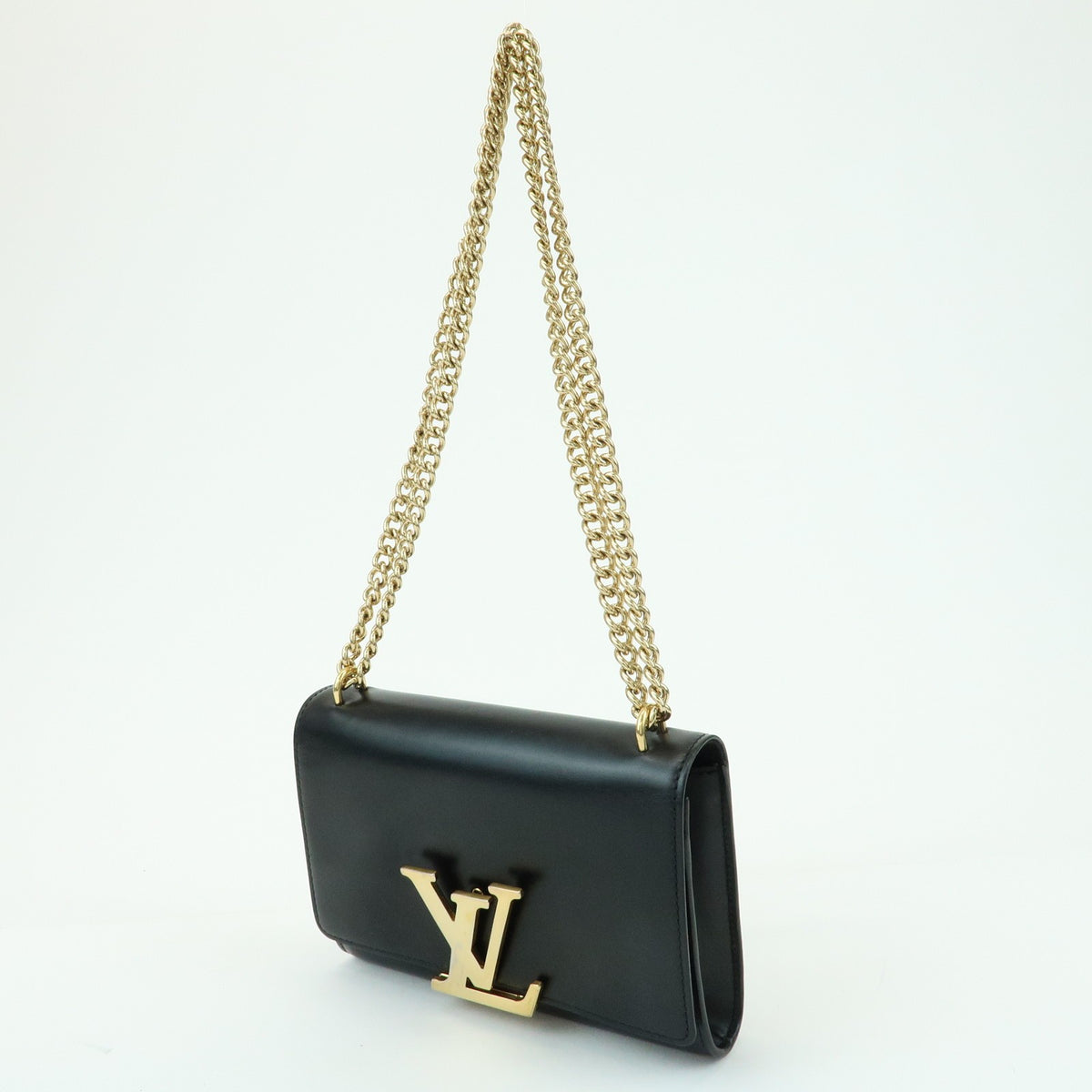 Louis Vuitton Chain Louise Clutch Leather, Black, Leather, Clutch