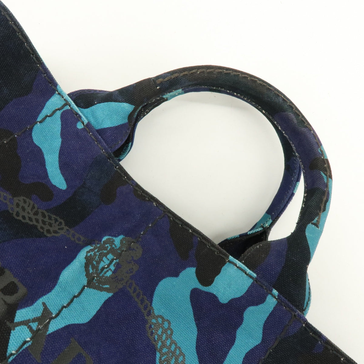 Prada Canapa Convertible Printed Canvas, Blue, Canvas, Tote Bag