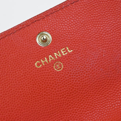 Chanel CC French Flap Quilted Calfskin, Red, Leather, Wallet