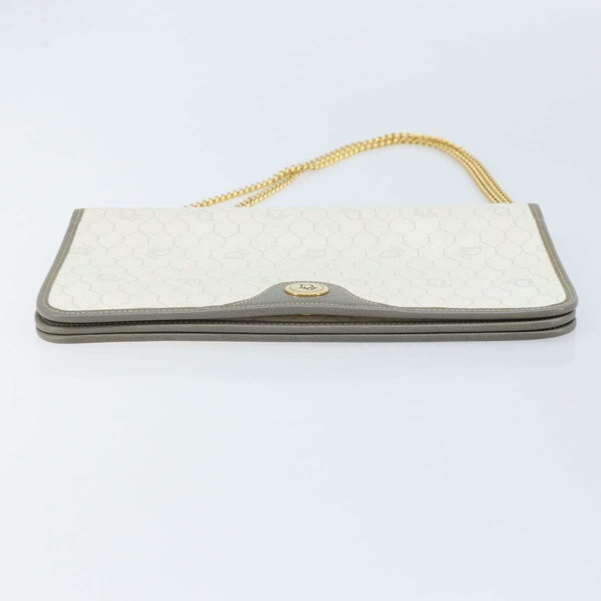 Christian Dior Vintage Honeycomb chain Canvas, White, Canvas, Shoulder Bag