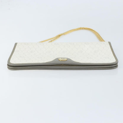 Christian Dior Vintage Honeycomb chain Canvas, White, Canvas, Shoulder Bag
