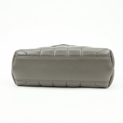 Saint Laurent Loulou Matelasse Chevron Leather, Gray, Leather, Shoulder Bag