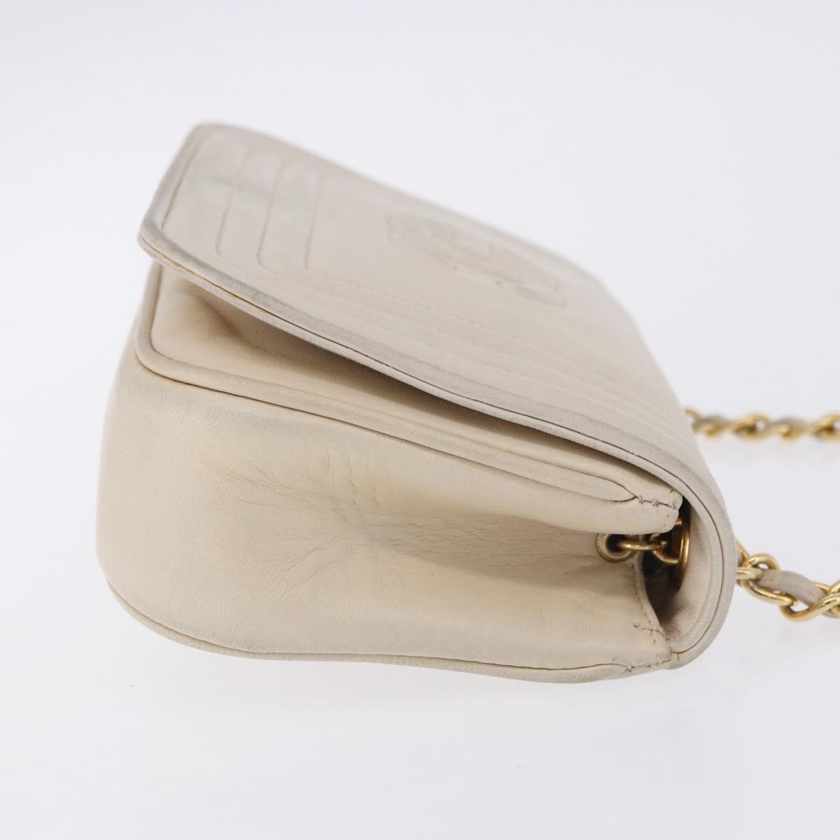 Chanel Vintage CC Stitch Flap Leather, Beige, Leather, Shoulder Bag