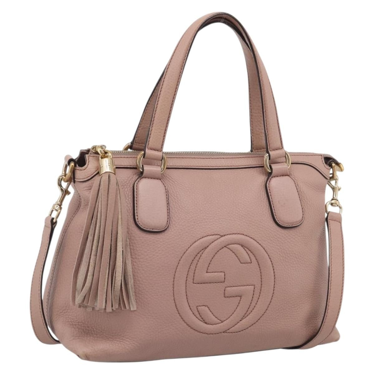 Gucci Soho Convertible Soft Top Handle Leather, Pink, Leather, Handbag