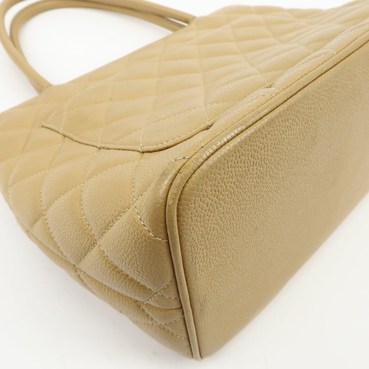 Chanel Medallion Quilted Lambskin, Beige, Calfskin, Tote Bag