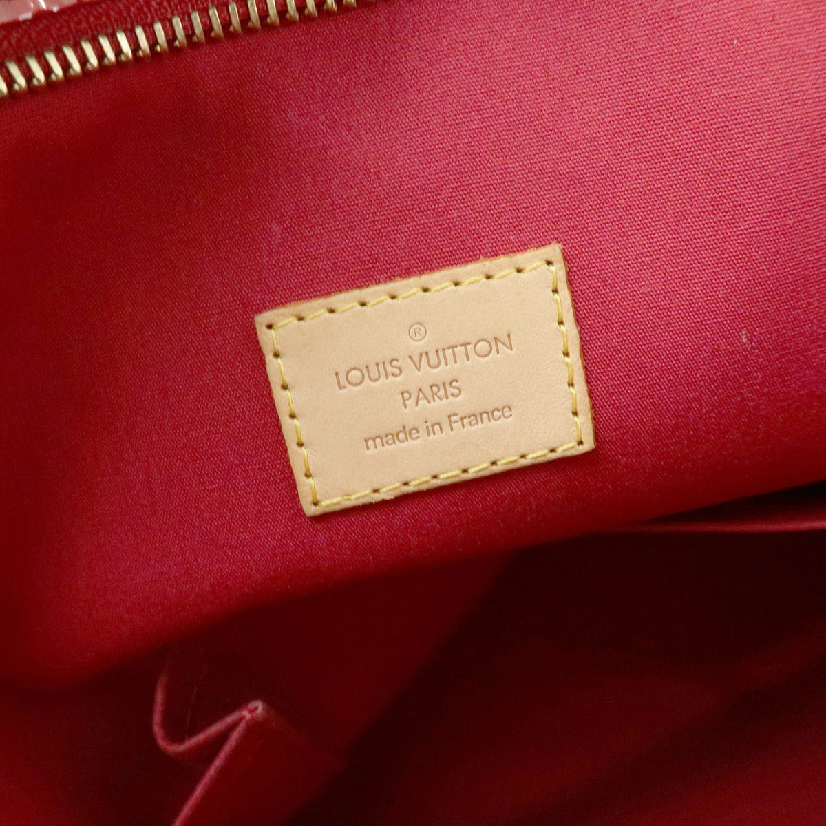 Louis Vuitton Brentwood Monogram Vernis, Red, Patent Leather, Handbag