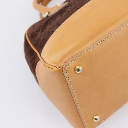 Celine C Macadam Suede and Leather, Brown, Suede, Handbag