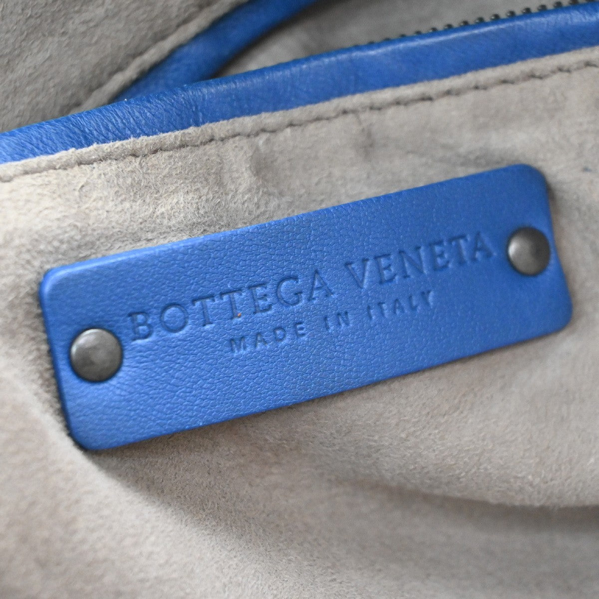 Bottega Veneta Nodini Embroidered Intrecciato Nappa, Blue, Leather, Shoulder Bag