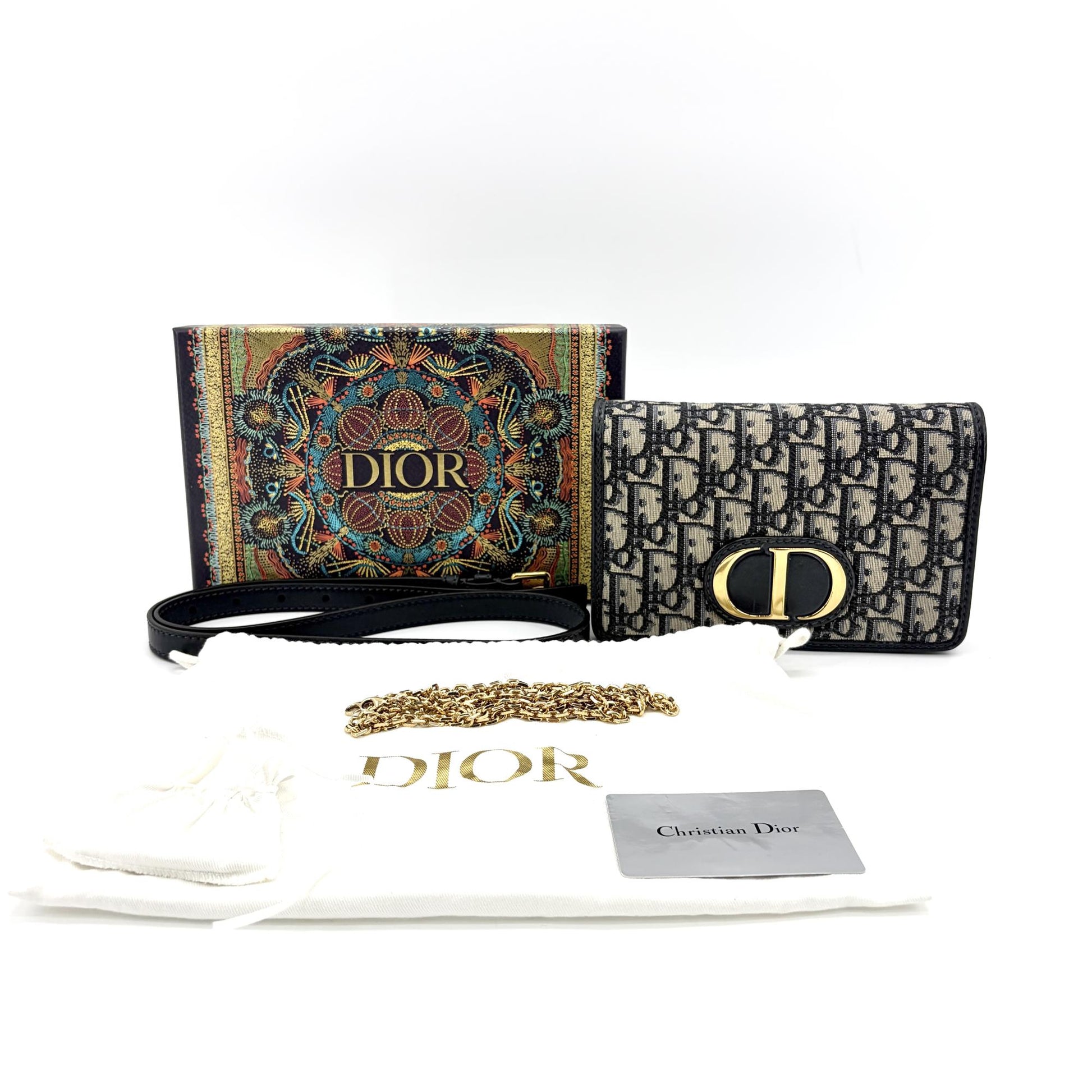 Christian Dior 30 Montaigne 2-in-1 Oblique Canvas, Beige, Canvas, Clutch