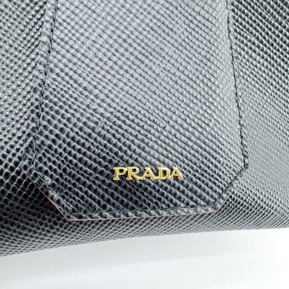 Prada Cuir Double Saffiano Leather, Black, Leather, Tote Bag
